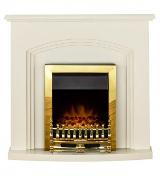 Truro Electric Fireplace with Brass Blenheim Fire Suite