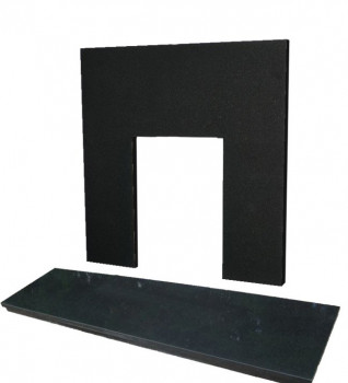 Black Granite Hearth And Back Panel Set for Gas or Electric Fires