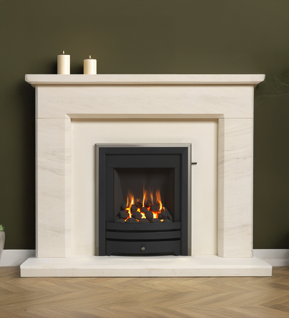 Adore Slimline Radiant Inset Gas fire in Nickel & Black