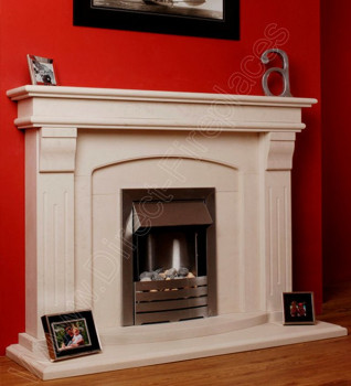 Aspen White Limestone Fireplace