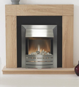 Malmo Modern Electric Fireplace Suite In Oak With Brushed Steel Fire