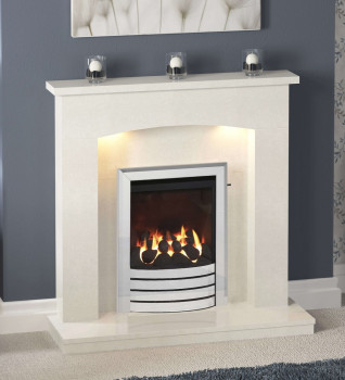 Flare Isabelle Manila Micro Marble Fireplace With Design Fascia Slimline Gas Fire