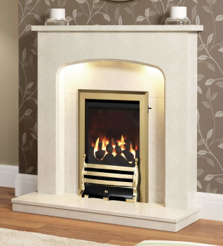 Flare Tasmin Micro Marble Fireplace With Classic Maisie Gas Fire