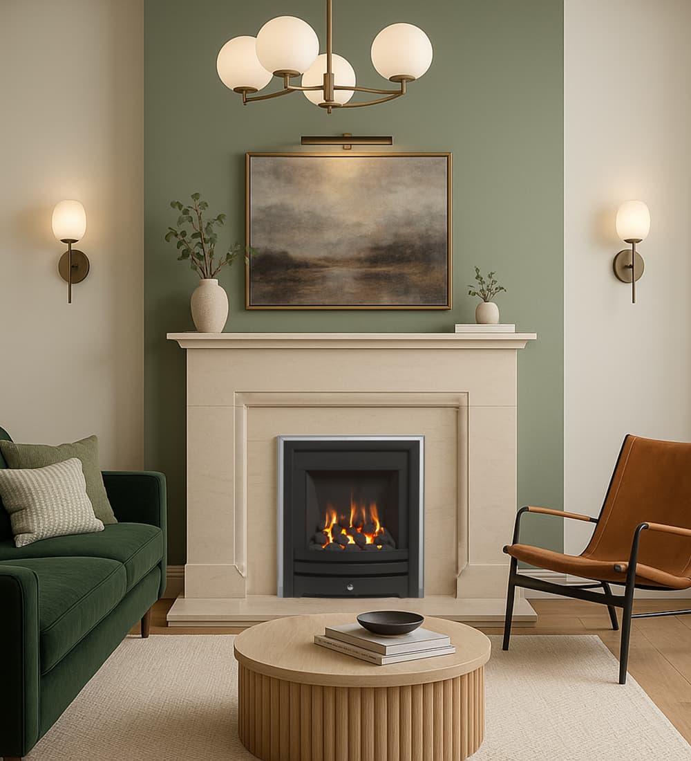 Cadiz Limestone Fireplace with Adore Gas Fire