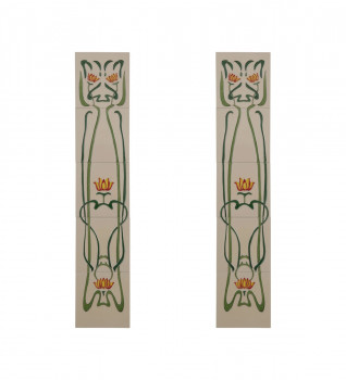 Carron Four Flower Yellow and Ivory Fireplace Tiles