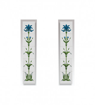 Cast Tec Oriental Iris Blue and Ivory Fireplace Tiles
