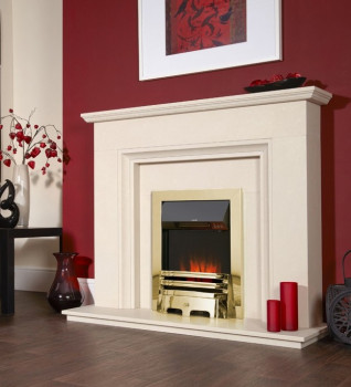 Portmanstone Chatsworth with Accent Brass Traditional Electric Fire