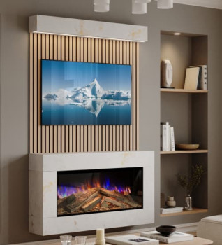 Evonic Chiswick SL Wall Mounted Electric Fireplace Suite - Oak Slats - Small Image