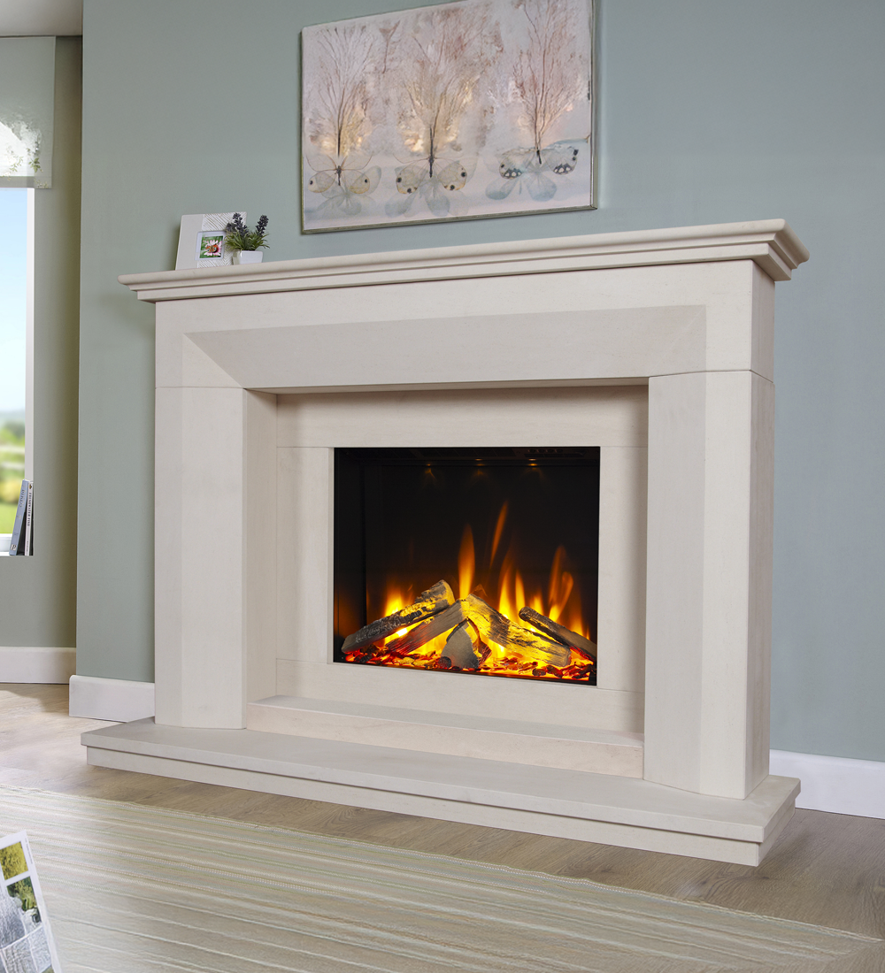 Celsi DLX Angelo 600 Limestone Electric Fireplace Suite from Direct Fireplaces