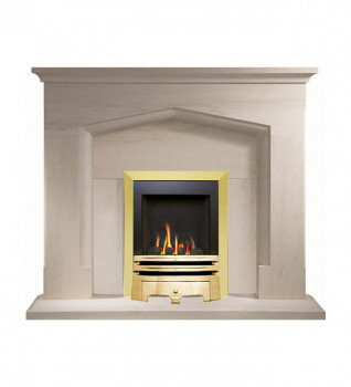 Coniston Limestone Fireplace Package with Flavel Windsor Classic Gas Fire in Brass Finish
