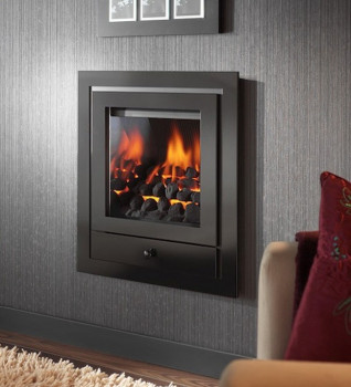 Crystal Fires Royale 4 Sided Hole In the Wall with Gem Gas Fire - Black finish