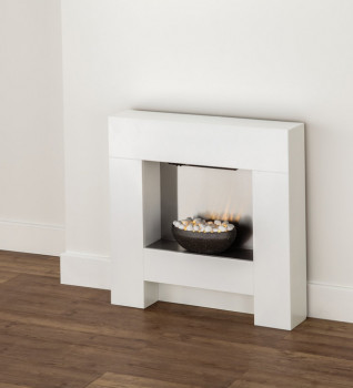 Cubist Electric Fireplace Suite in White