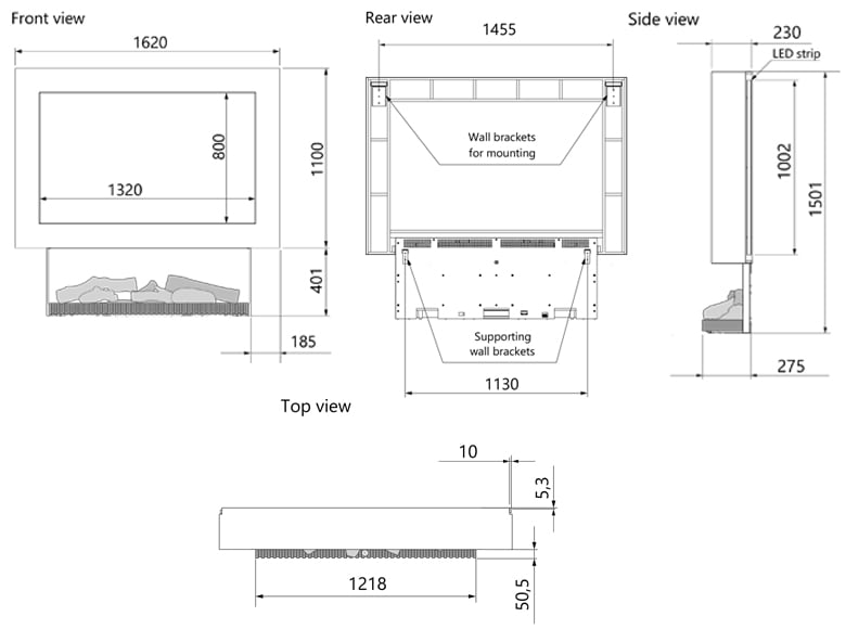 Kalfire E-55 Media Wall Electric Fire