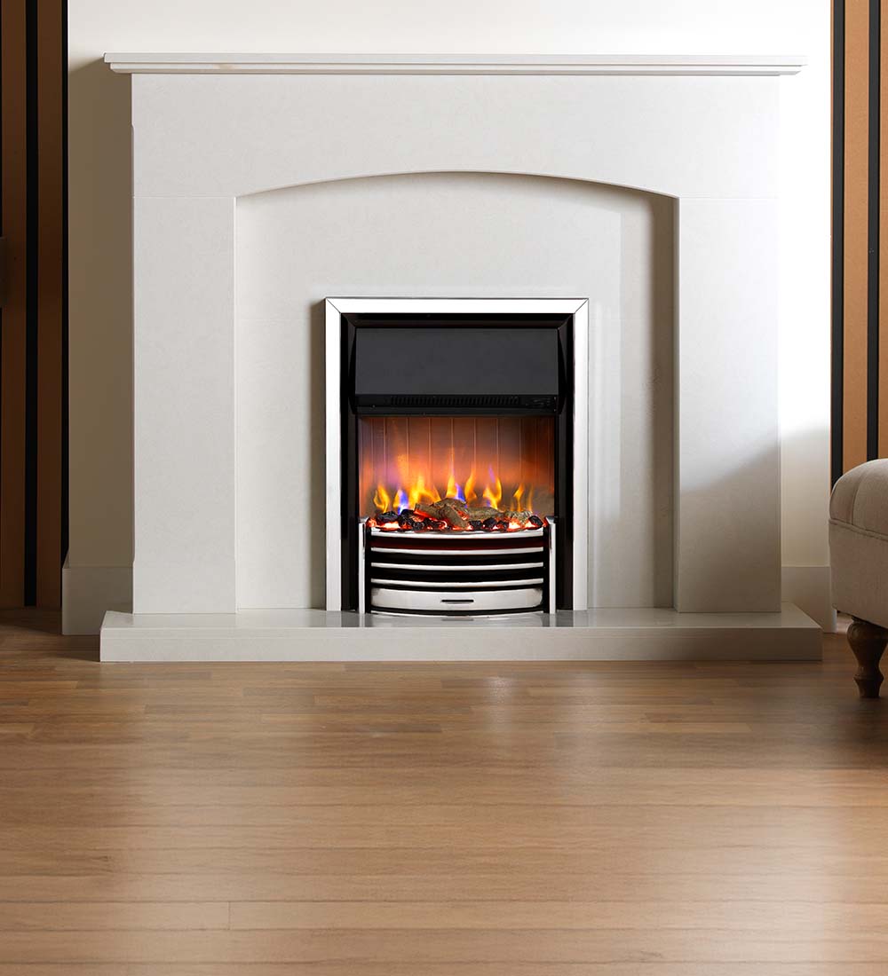 Dimplex Westcott Inset Dimplex Lerwick Optiflame 3D Chrome Inset Elctric Fire | Direct Fireplaces
