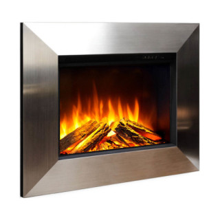 Celsi DLX Impulse 600 Inset Electric Wall Fire with Satin Silver fascia and Premium Oak logs