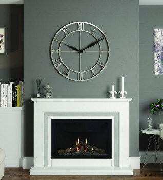 Elgin & Hall Cassius Gas Fireplace Suite - White With Contrasting Grey Slips.