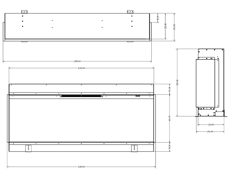 Evonic Slimline 1250 Built In Media Wall Electric Fire