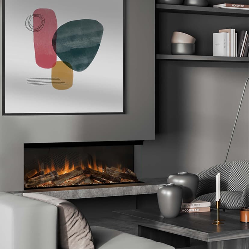 Evonic Slimline 1000 Built In Media Wall Electric Fire