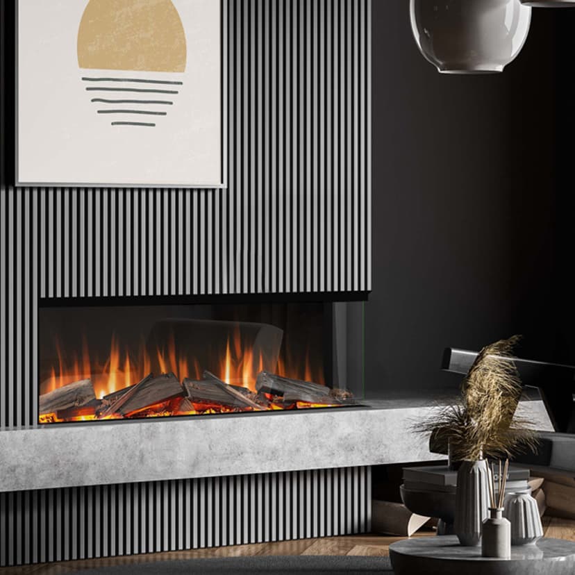 Evonic Slimline 1250 Built In Media Wall Electric Fire