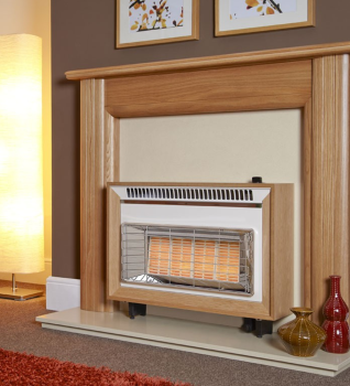 Flavel Misermatic Light Oak Outset Gas Fire — Direct Fireplaces