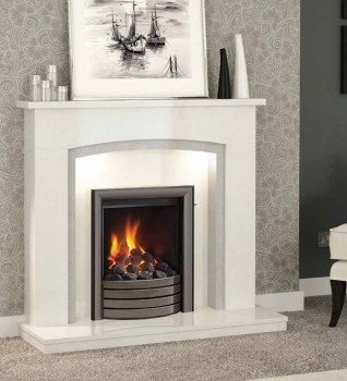 Elgin & Hall Florano Micro Marble Fireplace In White & Grey