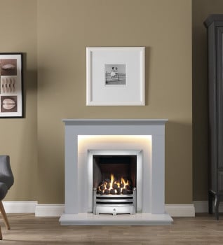 Gallery Collection Hutton Arctic White Micro Marble Fireplace