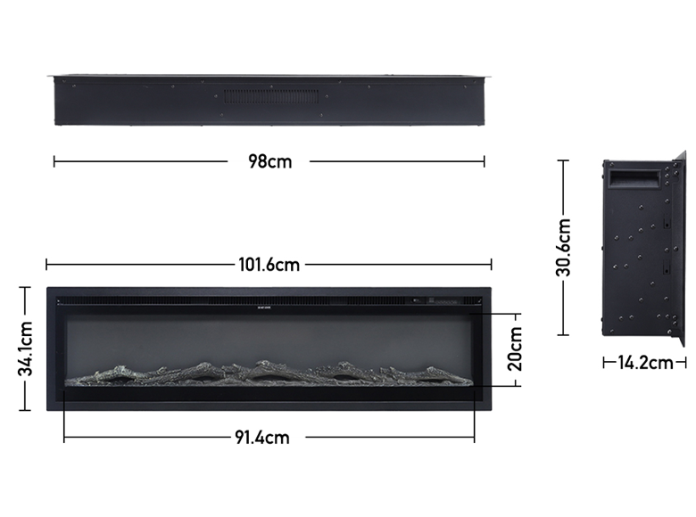 Tall Fire Inset HoFeny 40 Inch Inset or Wall Mounted Electric Fire | Direct Fireplaces