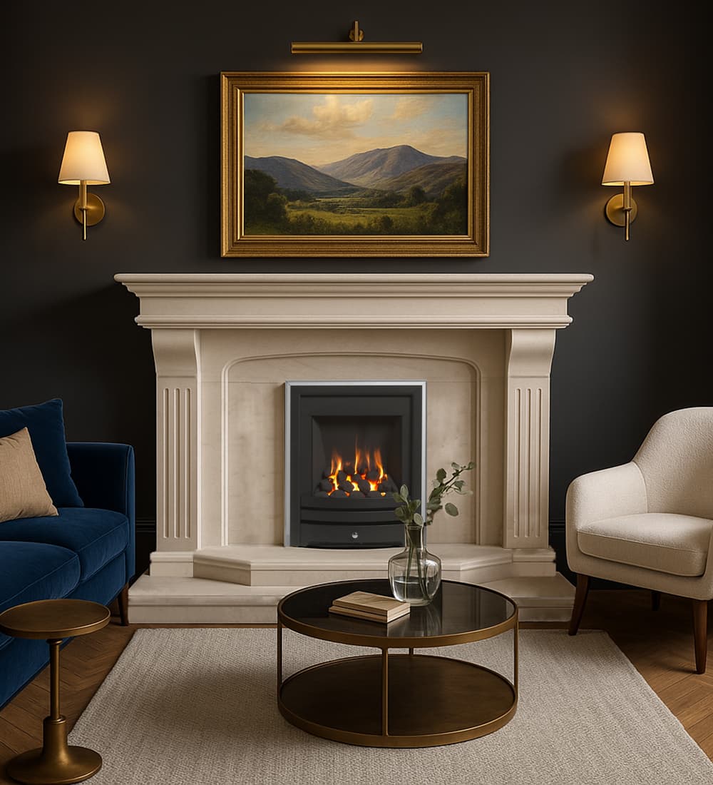 Madrid Limestone Fireplace With Adore Inset Gas Fire