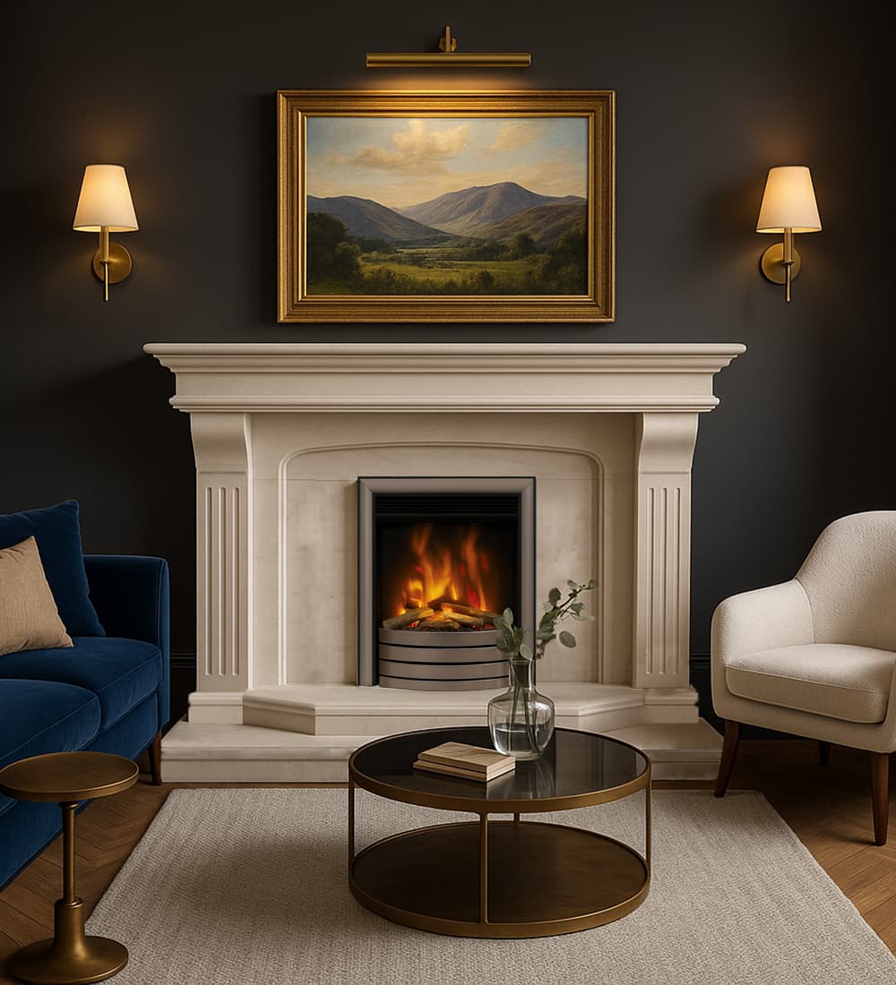 Madrid Limestone Fireplace With Devotion Inset Electric Fire