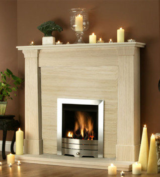 Oslo Limestone Fireplace Package With Gas Fire
