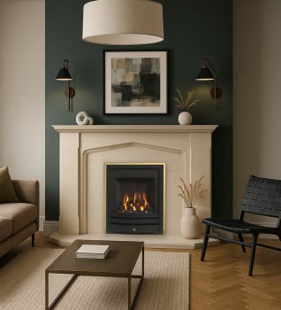 Portman Pembroke Limestone Fireplace with Adore Inset Gas Fire