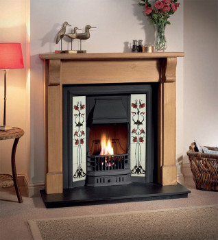 Prince Tiled Cast Iron Fire Insert with Bedford Fire Surround