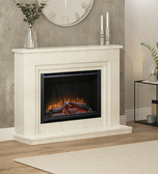 Pryzm Edwin Wayland Electric Fireplace Suite - Manila Micro Marble