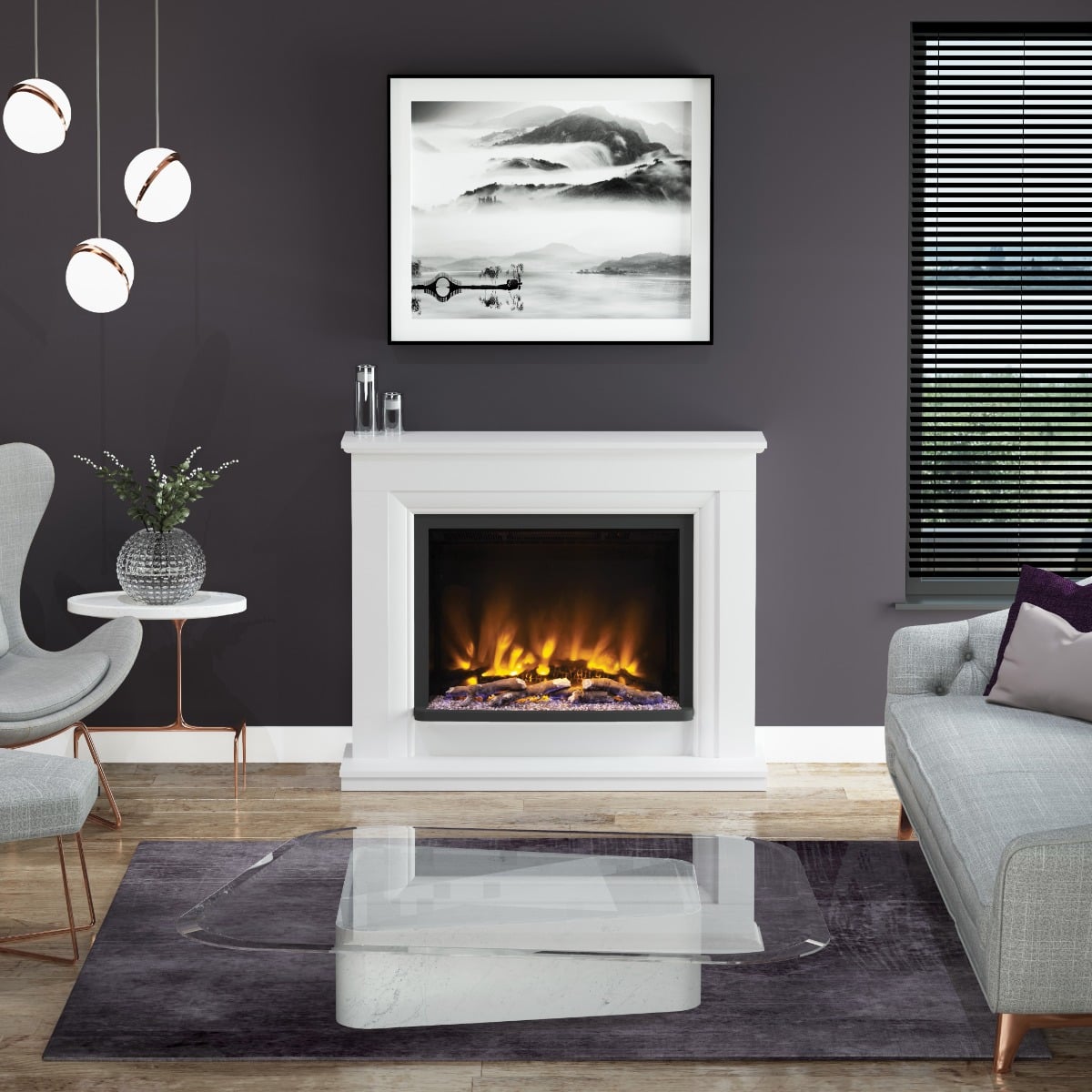 Elgin & Hall Pryzm Arana Timber Electric Fireplace Suite | Direct