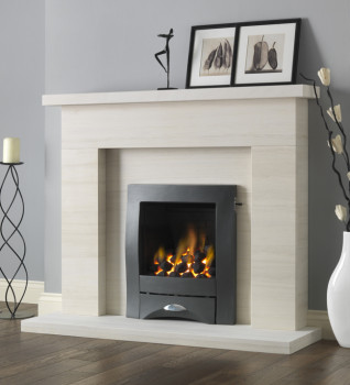 Pure Glow Drayton Limestone Fireplace