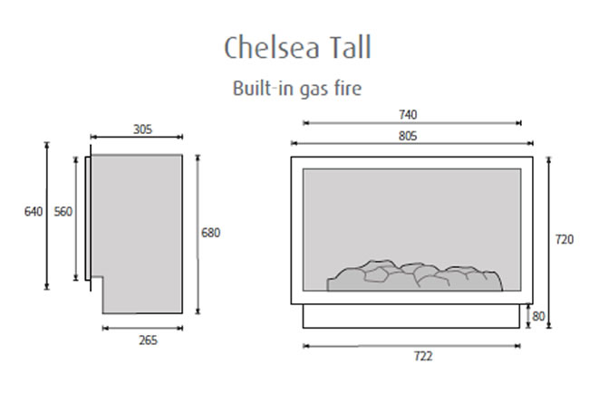 Pureglow Chelsea Tall High Efficiency Gas Fire