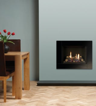 Gazco Riva2 500 Icon XS Balanced Flue Gas Fire with Black Reeded Lining Effect