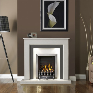 Gallery Collection Riverslea Micro Marble Fireplace with Windsor Traditional Inset Gas Fire