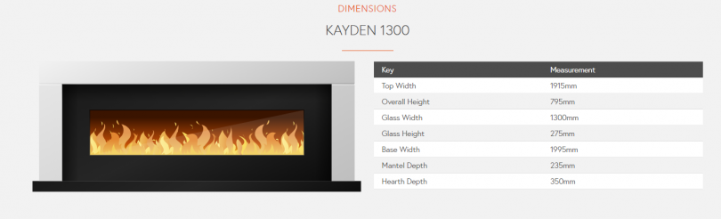Flamerite Kayden 1300 Electric Fireplace Suite
