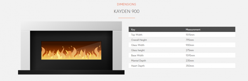 Flamerite Kayden 900 Electric Fireplace Suite