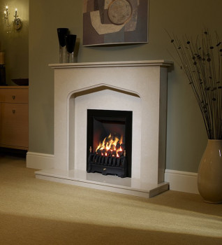 Shelby Pearl Stone Marble Fireplace Package With Gas Fire