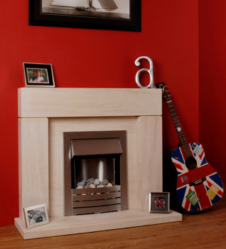 Small Block Limestone Fireplace Package With Electric Fire