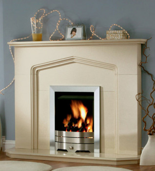 Southampton Micro Marble Fireplace Package with Axon Modern Electric Brushed Steel Inset Fire