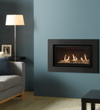 Gazco Studio 1 Expression Frame Pebble & Stone and Black Reeded Lining Effect Conventional Flue Gas Fire