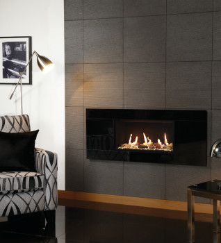 Gazco Studio 1 Glass Pebble & Stone Set with Black Reeded Lining Effect Conventional Flue Gas Fire