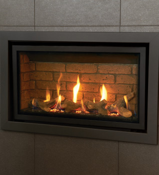 Gazco Studio 1 Slimline Anthracite Log Effect Balanced Flue Gas Fire with Brick Lining Effect