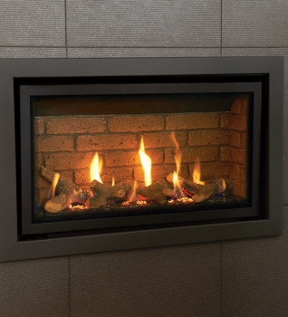 Gazco Studio 2 Slimline Anthracite Log Effect Balanced Flue Gas Fire with Brick Lining Effect