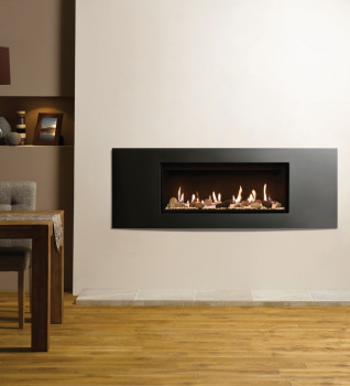 Gazco Studio 2 Verve Pebble & Stone Set Balanced Flue Gas Fire with Black Reeded Lining Effect