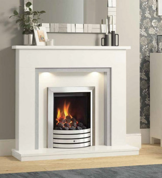 Elgin & Hall Timara Micro Marble Fireplace In White & Grey