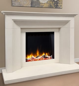 Celsi Ultiflame VR Asencio Limestone Electric Fireplace Suite 
